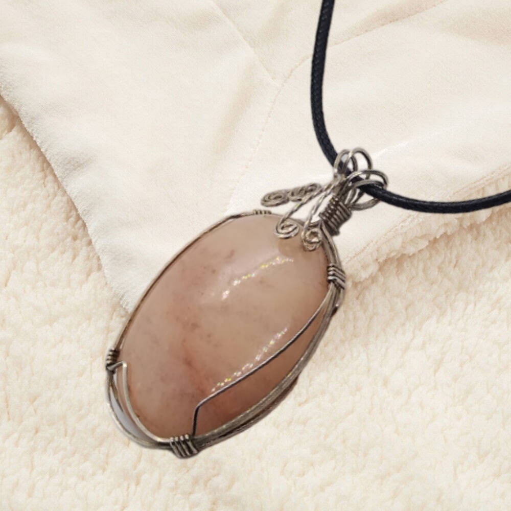 Handwired Pendant with Black Wax Leather. NWOT